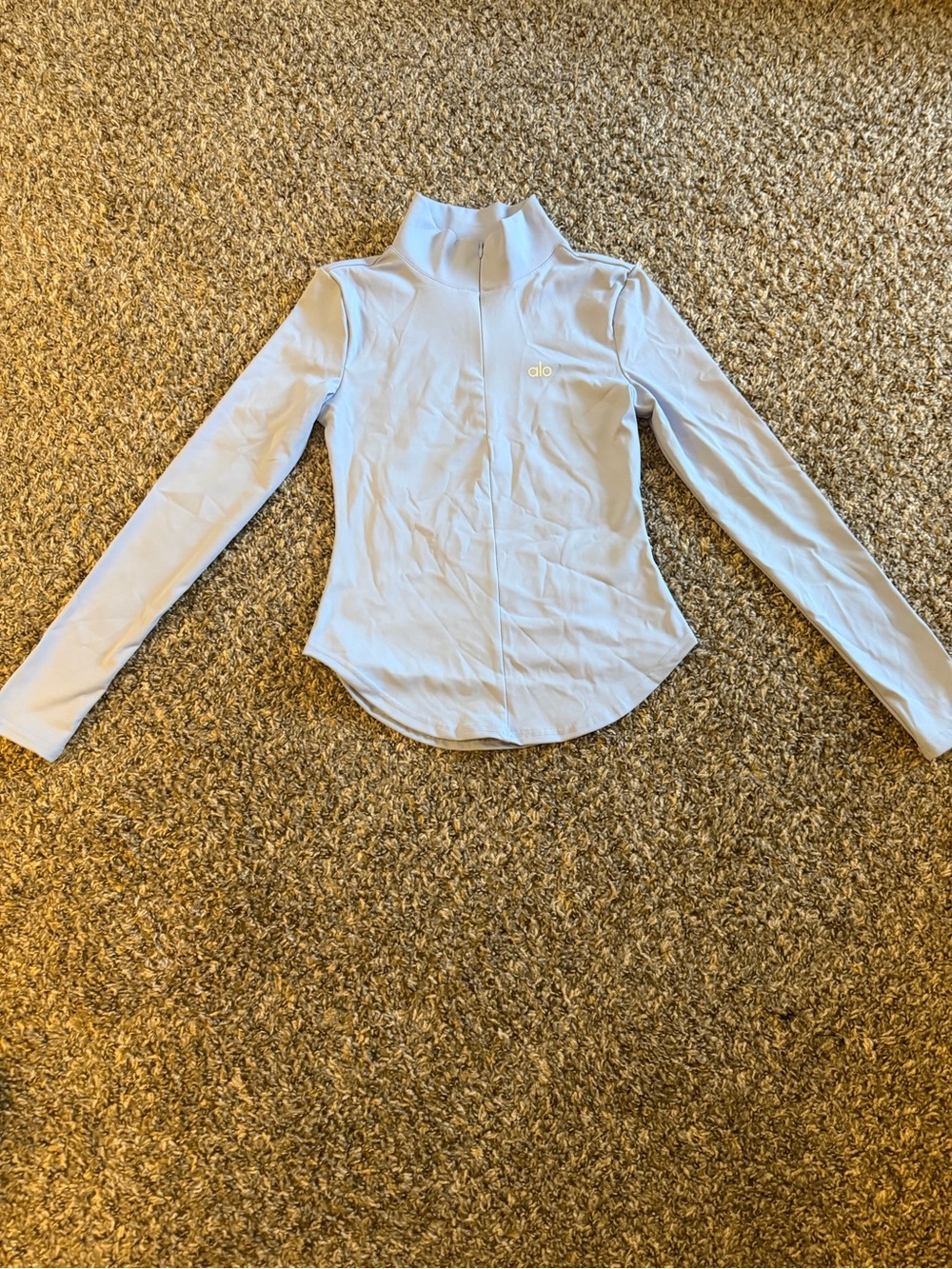 ALO Yoga Pale Blue Long-Sleeve Zip Mock Neck Top
